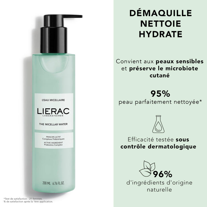 Transparent 200 ml micellar water bottle with marine-inspired label for Women