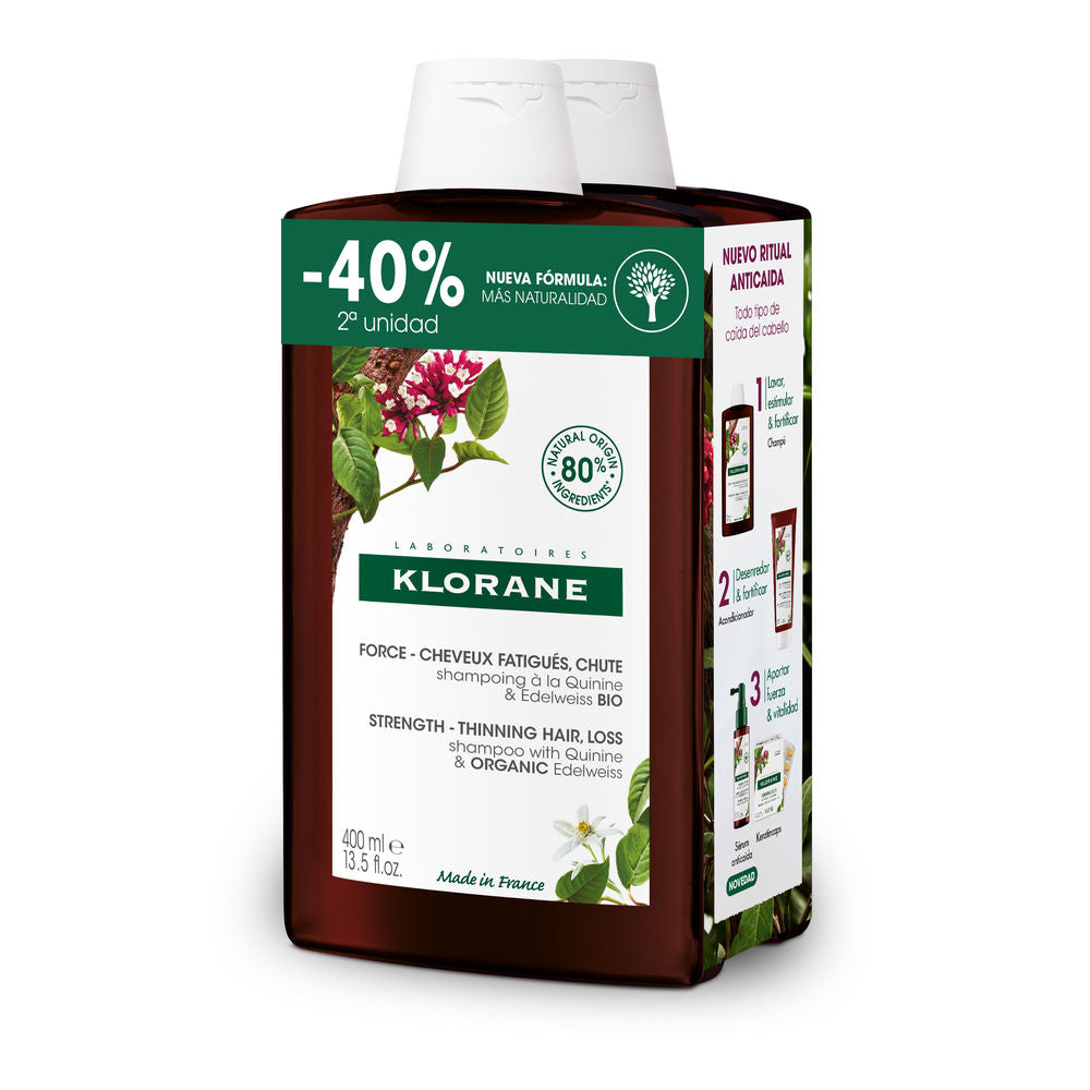 400 ml bottle of quinine and edelweiss strengthening shampoo for Unisex hair
