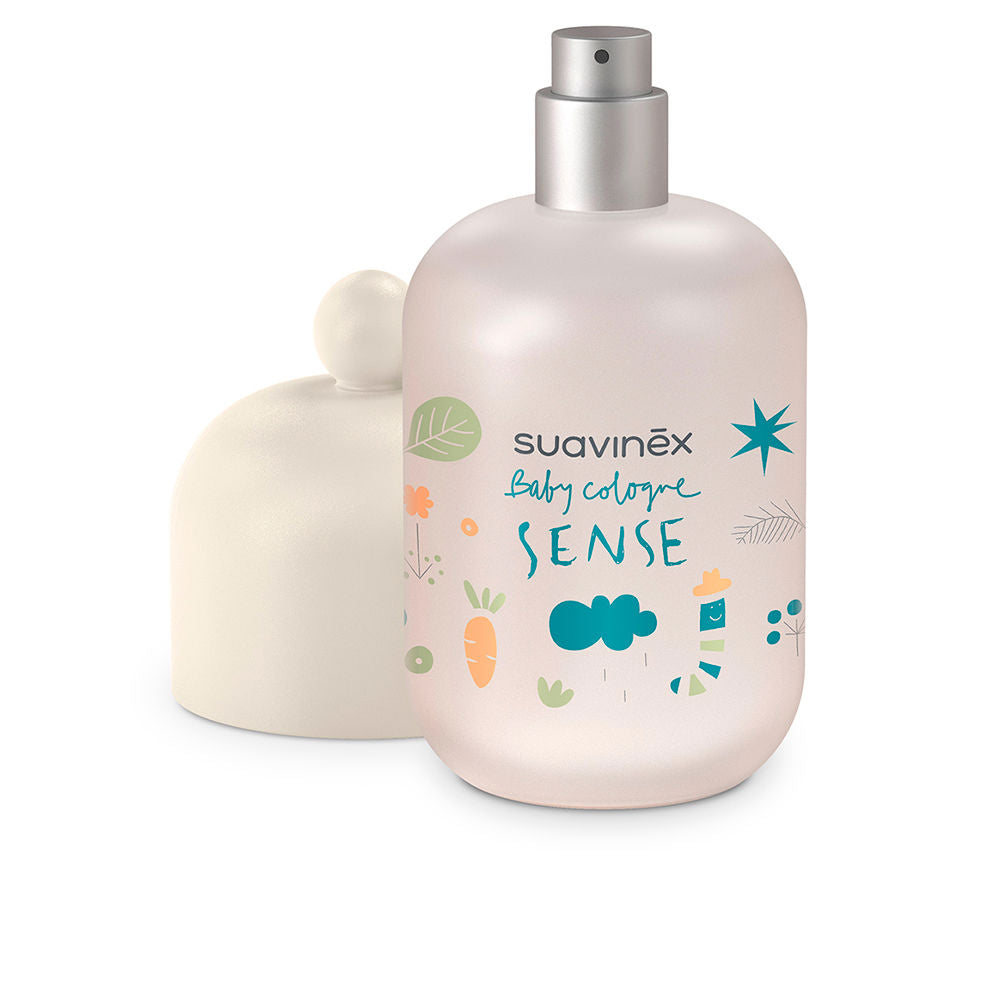 Compact Suavinex citrus-scented baby body spray bottle, alcohol-free, gentle mist