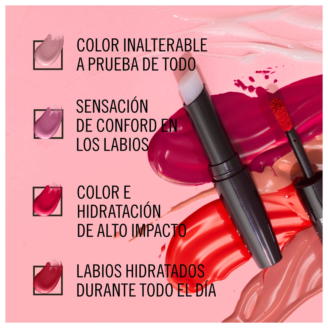 Slim tube of long‑wear pink cream lip colour, 2.3 ml, satin finish