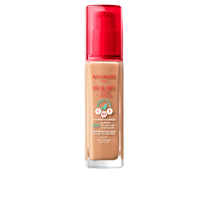 30 ml light bronze liquid foundation in recycled bottle, radiant finish