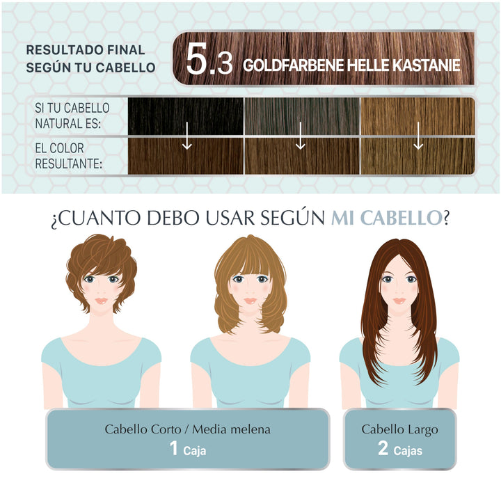 Tube of ammonia‑free permanent hair colour cream, shade 5.3 light golden brown