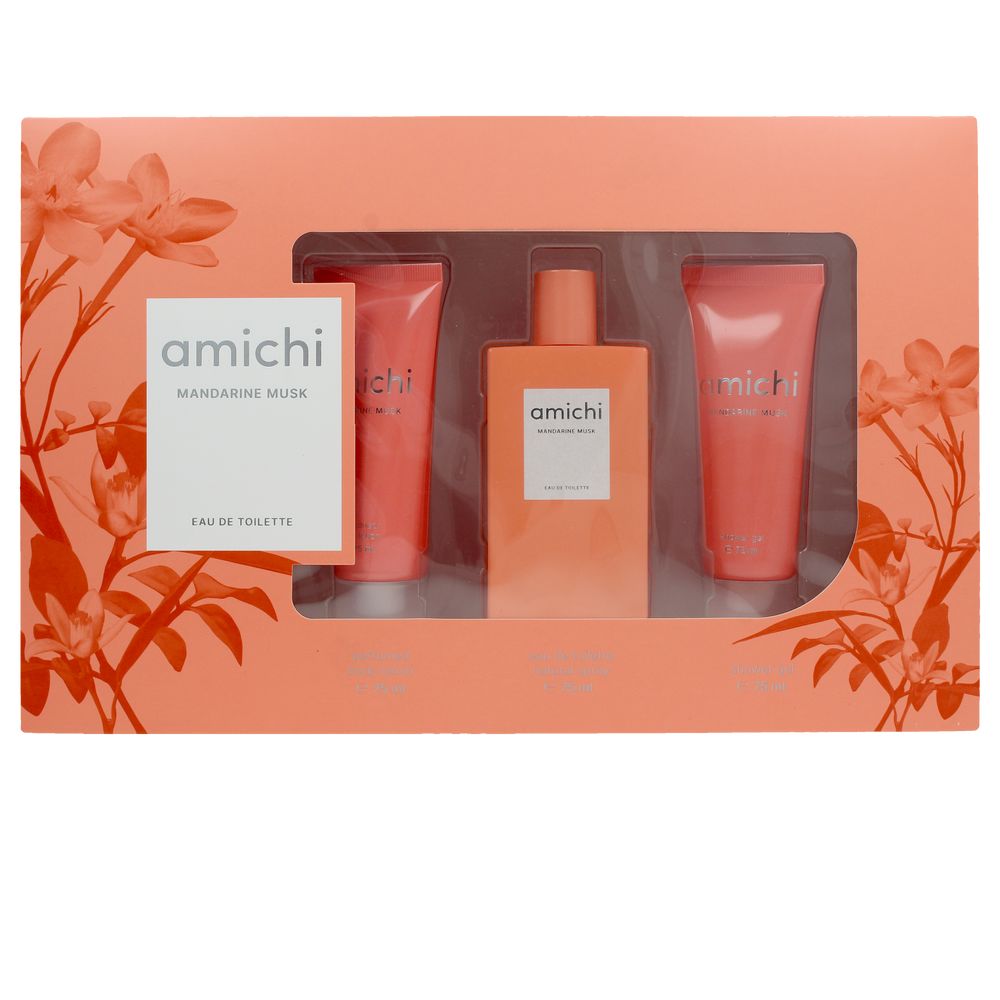 Bottle of Amichi Mandarine Musk perfume conveying citrus and amber elegance
