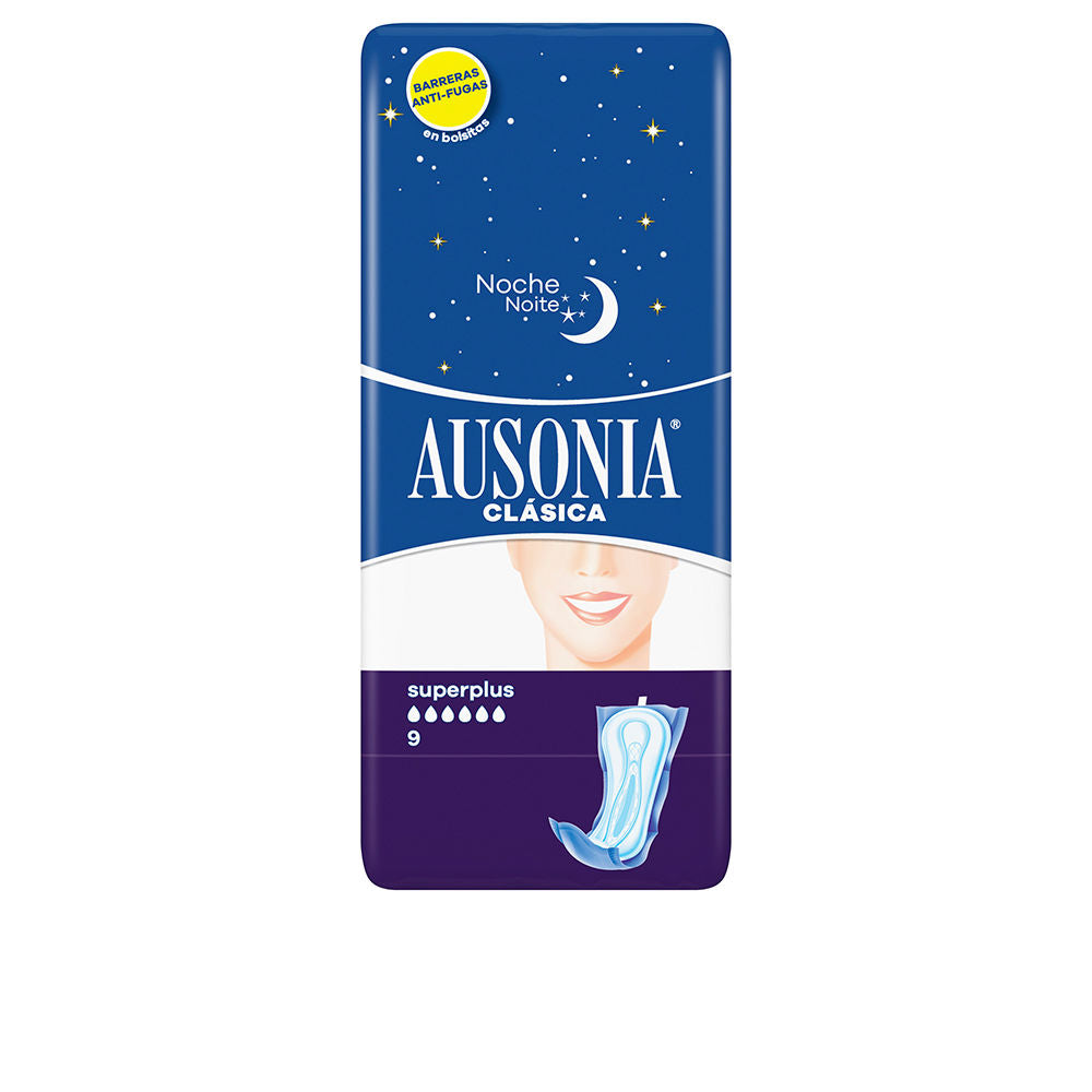 Pack of nine overnight sanitary pads, no wings, high‑absorbency core