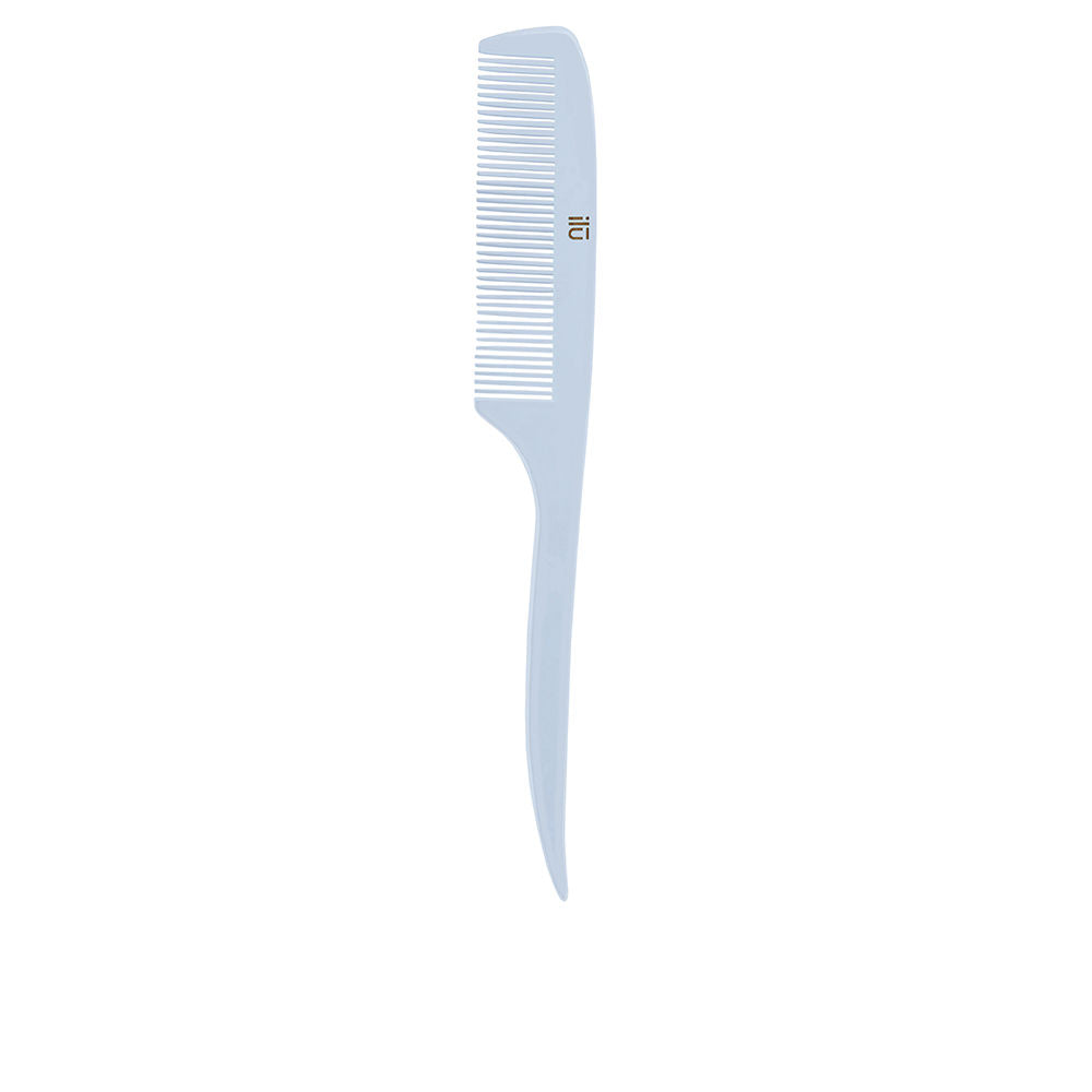 True blue fine-tooth bamboo comb with tapered sectioning tip