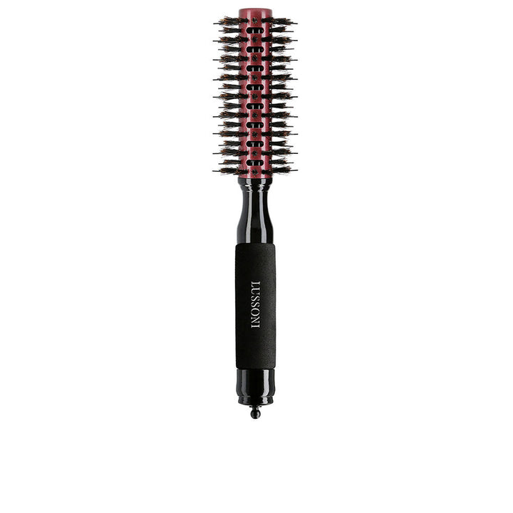 Round beech wood vent hairbrush with ceramic cylinder and mixed bristles, removable pin