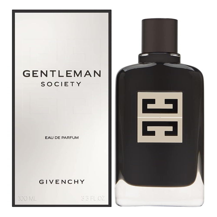 Glossy black 100 ml perfume bottle with silver 4G motif, woody-floral fragrance