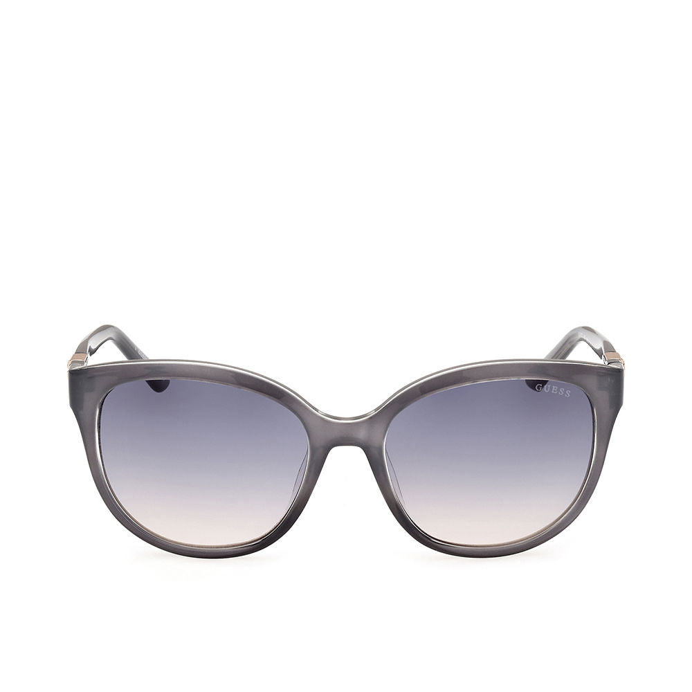 Grey round injected frame sunglasses with blue gradient lenses, 56 mm