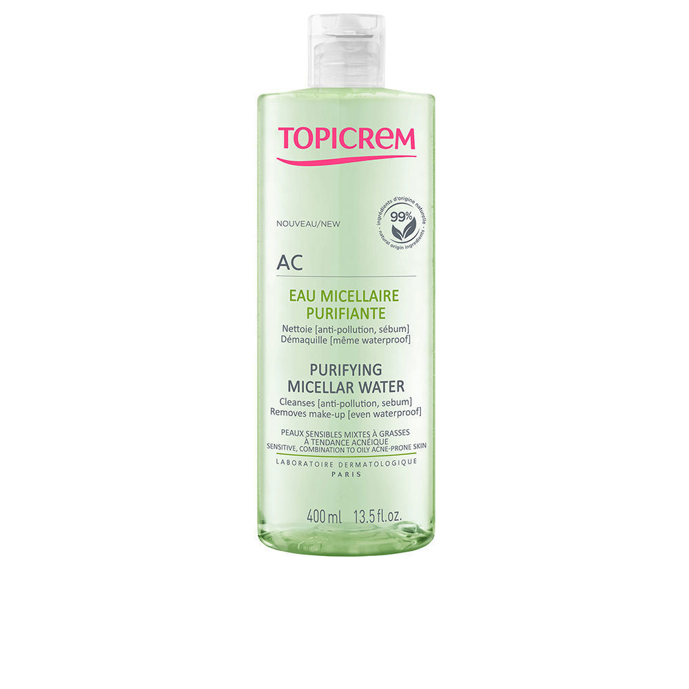 Clear micellar water bottle, 400 ml, cleansing micelle formula for oily skin