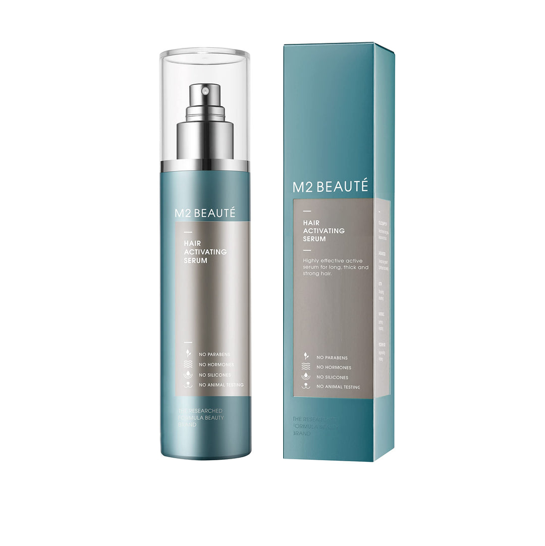 Clear 120 ml scalp serum bottle with applicator, unisex treatment
