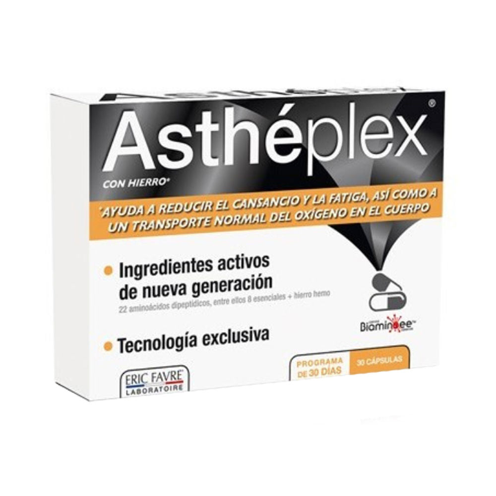 Bottle of 30 Unisex iron and dipeptide energy supplement capsules