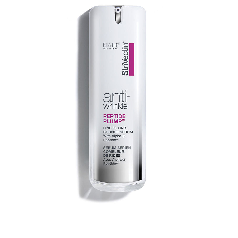 30 ml lightweight serum bottle with pump, pale amber liquid, anti‑wrinkle label