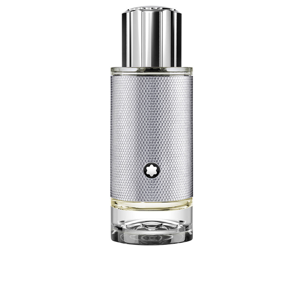 30 ml bottle with textured silver sleeve, amber-woody liquid, for Man
