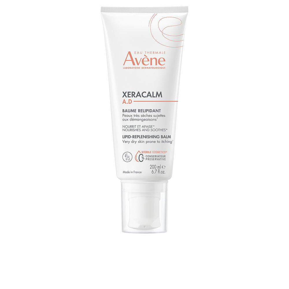 Tube of Avène XERACALM AD Soothing Balm for baby and sensitive skin, sterile packaging.