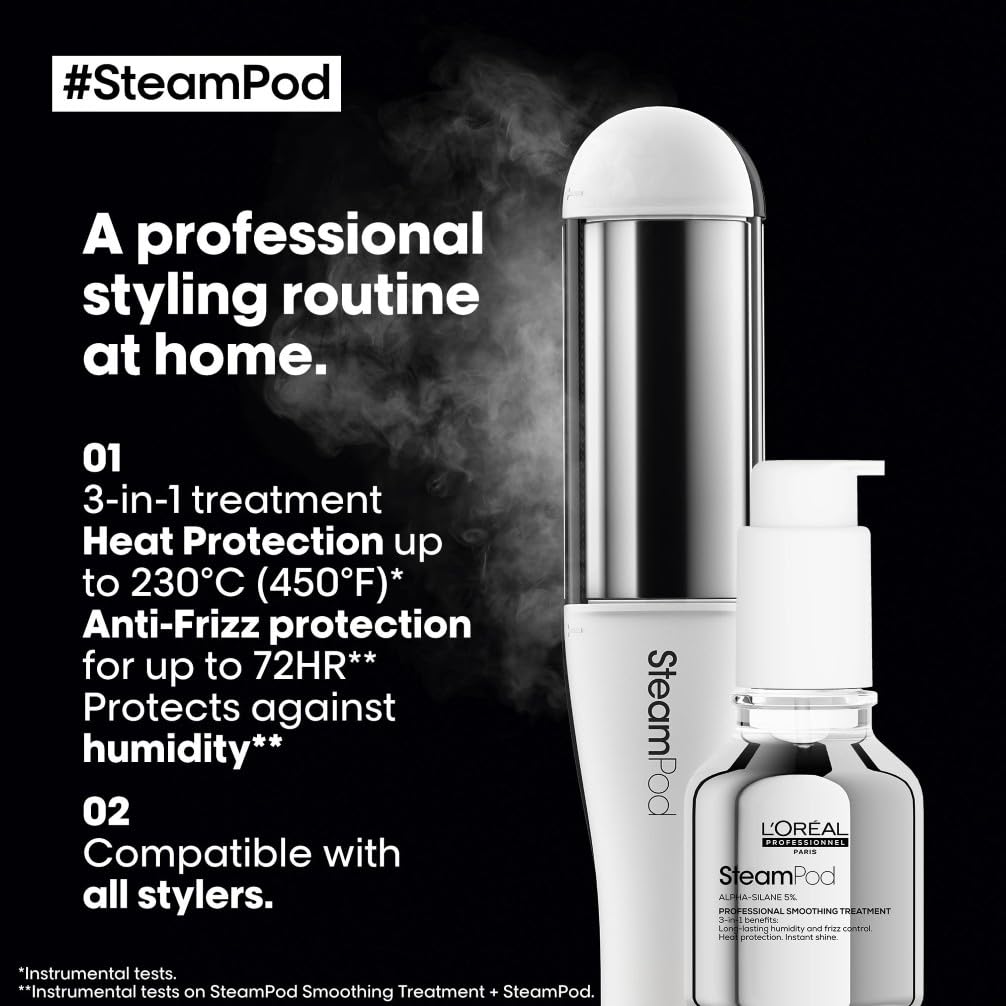 50 ml pump bottle of heat-activated hair protectant, steam-activated formula