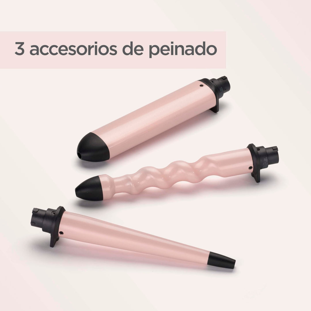 Three‑barrel curling wand set with ceramic barrels and locking mechanism, Unisex styling tool