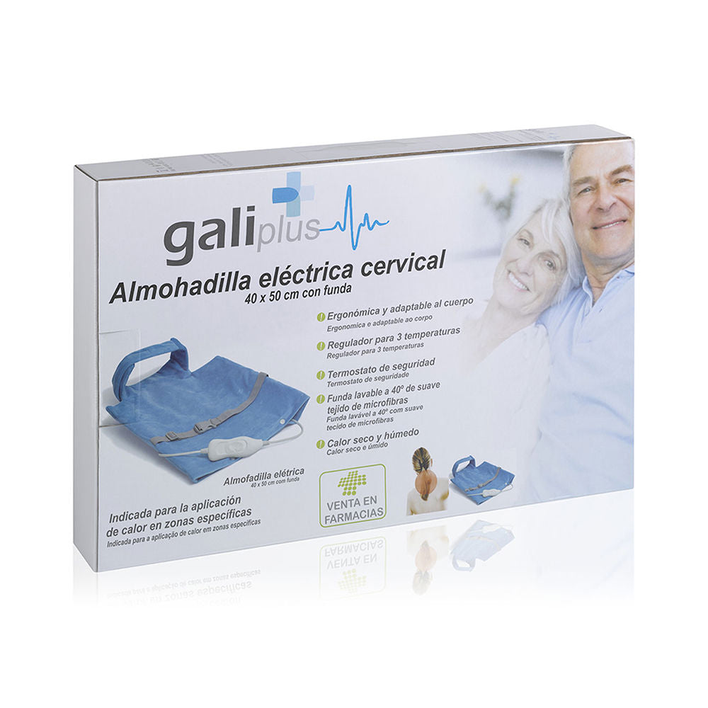 Ergonomic electric cervical heat pad with removable grey fabric cover, Unisex