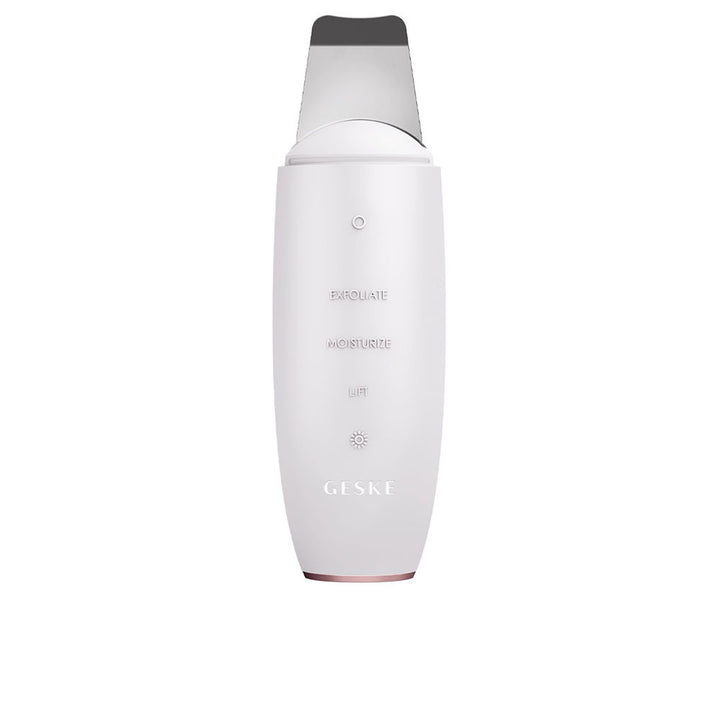 White SmartApp-guided 9-in-1 microcurrent skin scrubber, compact handheld device