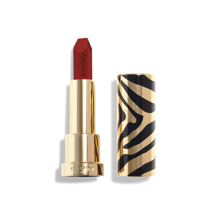 Sleek red gel lipstick bullet in magnetic zebra-patterned case, 3.4 g