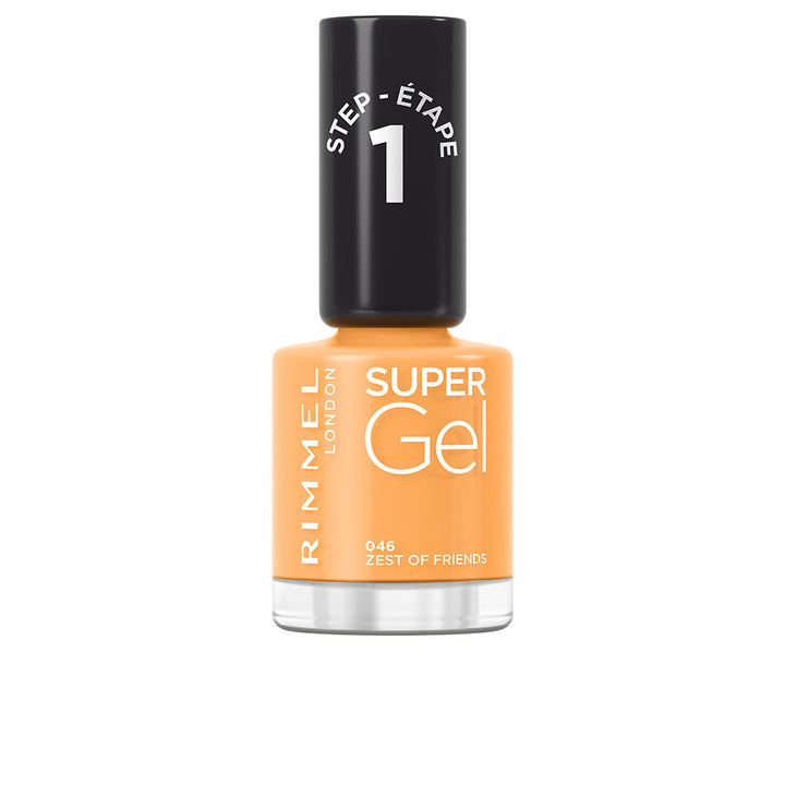 12 ml bottle of Zest of Friends gel-effect nail polish, bright warm coral