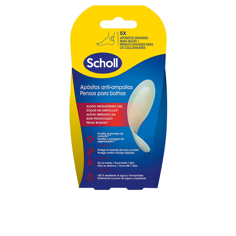 Scholl large hydrocolloid heel blister dressings package and single plaster shown