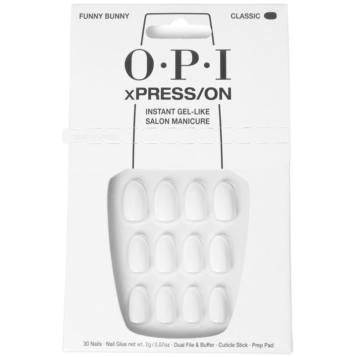 Thirty classic pink press‑on nails with adhesive, file and prep pad in kit
