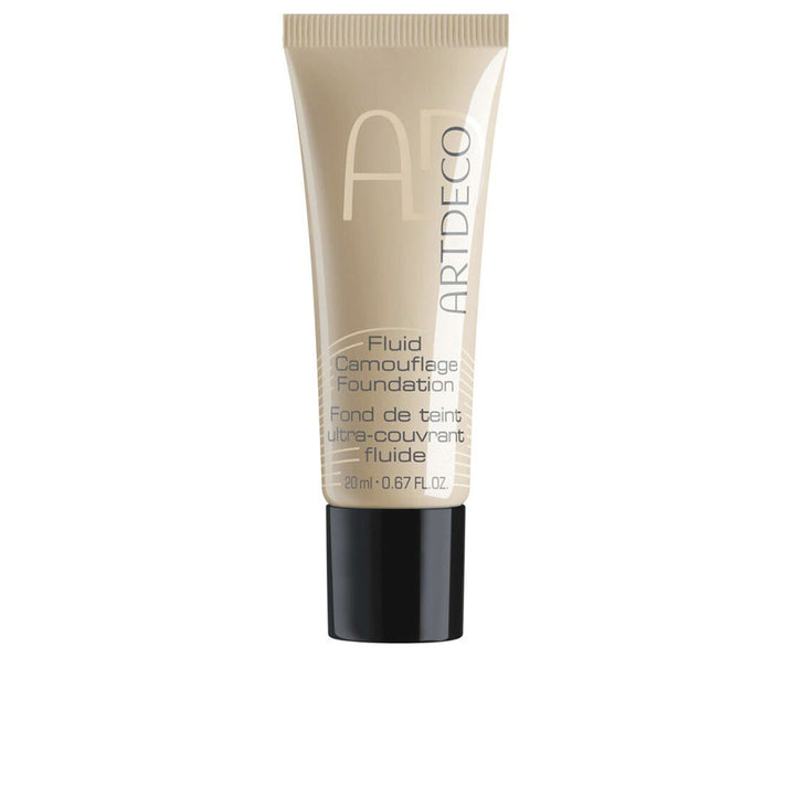 20 ml tube of Fluid Camouflage matte liquid foundation, shade 45-neutral/natural camel