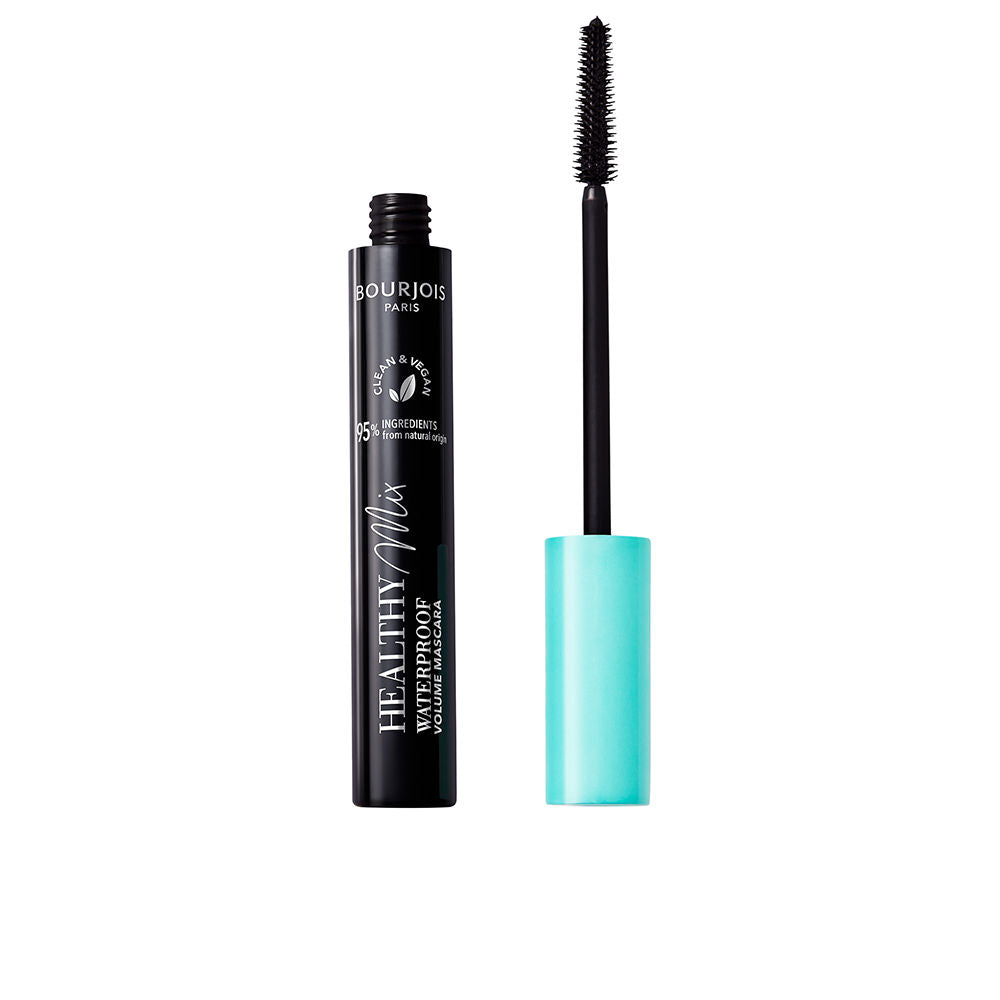 Tube of Bourjois Healthy Mix Waterproof Volume Mascara with brush, black
