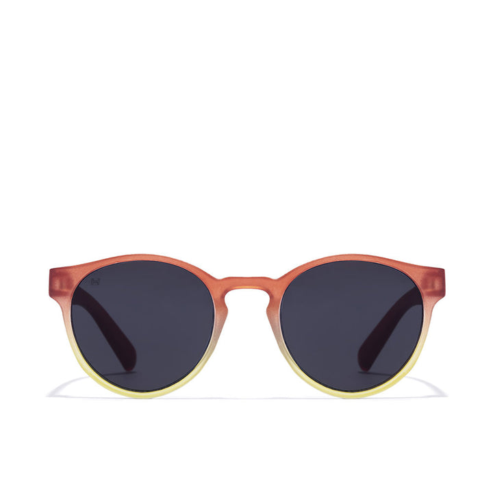 Children’s round polycarbonate sunglasses in translucent orange and dark grey, 42 mm lenses