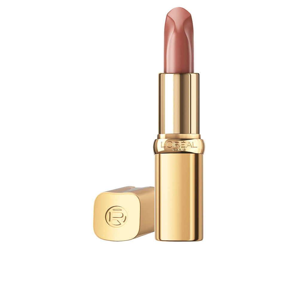 Satin nude cream lipstick in muted pink-beige, 4.54 g, twist-up stick