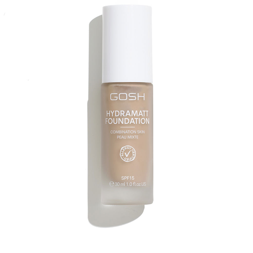 30 ml hydra-matte liquid foundation bottle, medium-light shade, SPF 15