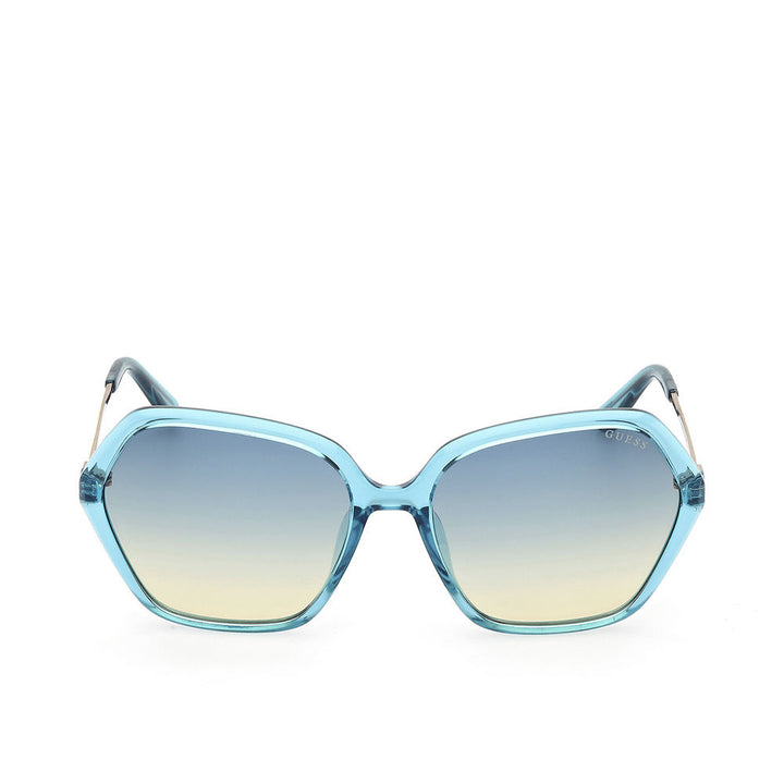 Blue geometric round sunglasses, 55 mm lenses, injection-moulded frame