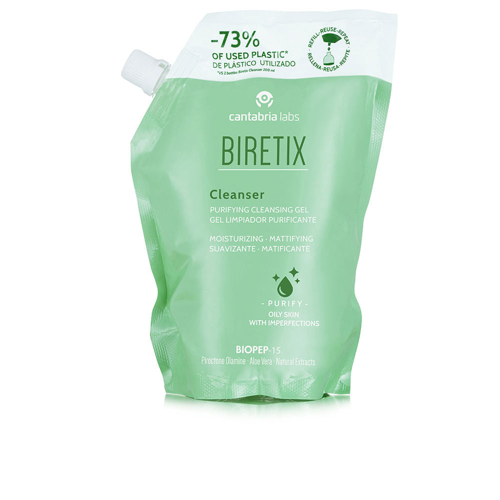 Biretix Clear gel cleanser in soft squeeze tube with minimalist label and silver twist cap
