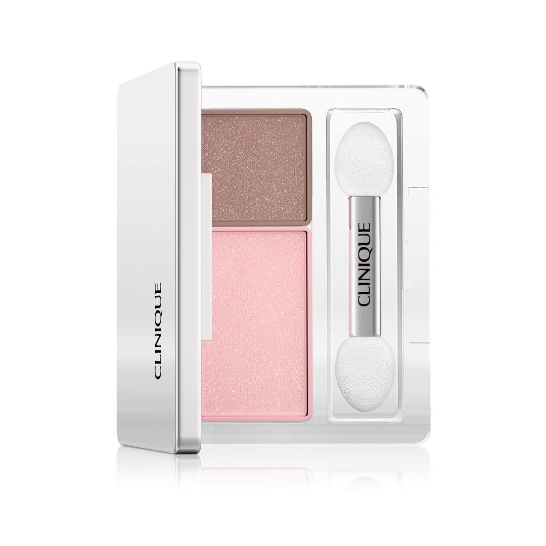 Compact quartet eyeshadow in neutral browns and pinks with brush and sponge, 2.2 g