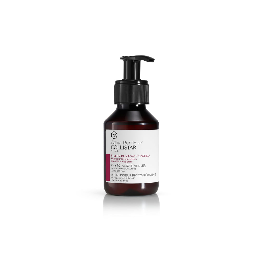 Small pump bottle of concentrated pre-wash phyto-keratin hair treatment