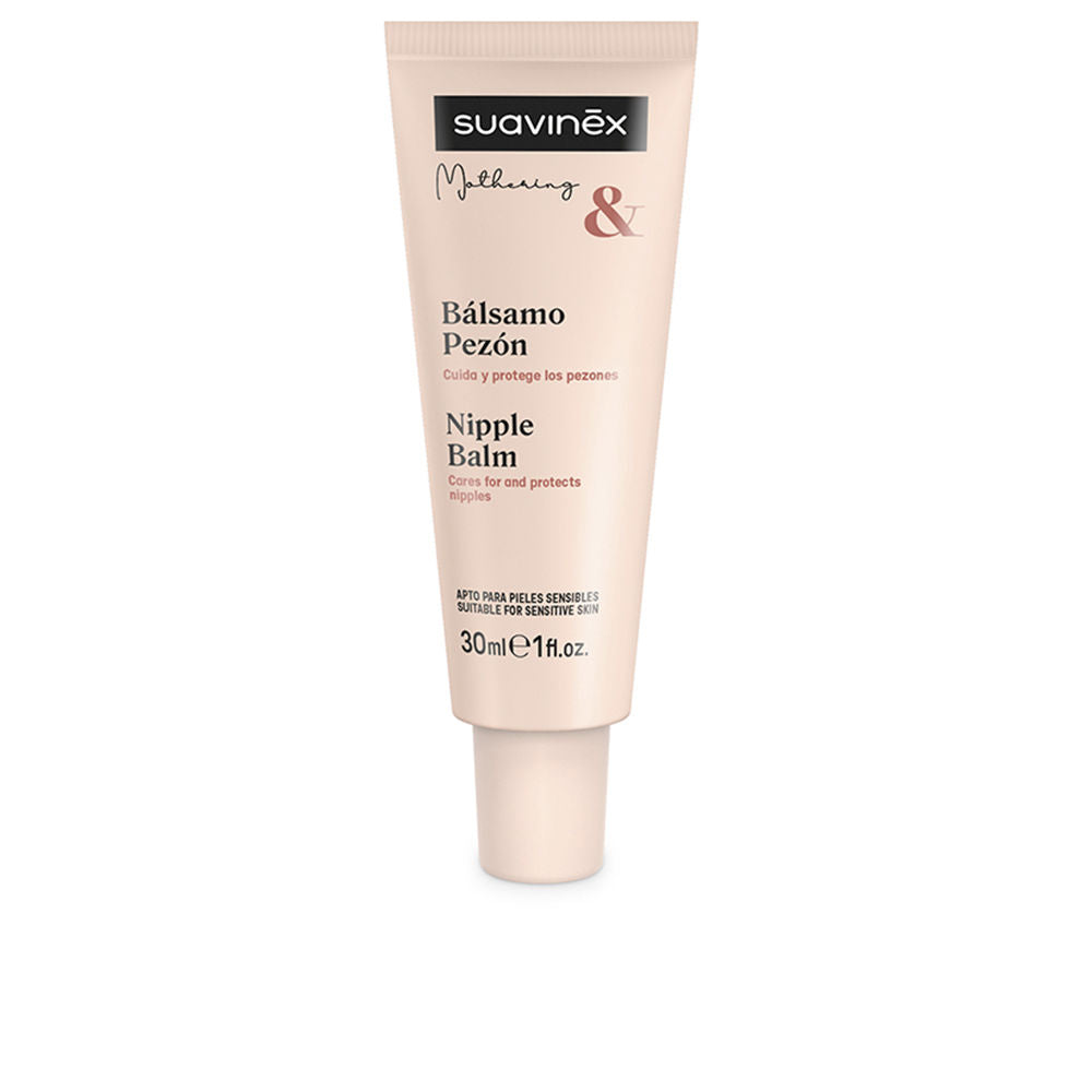 Suavinex Light beige plastic nipple balm tube with screw cap, minimalist design and compact tube packaging