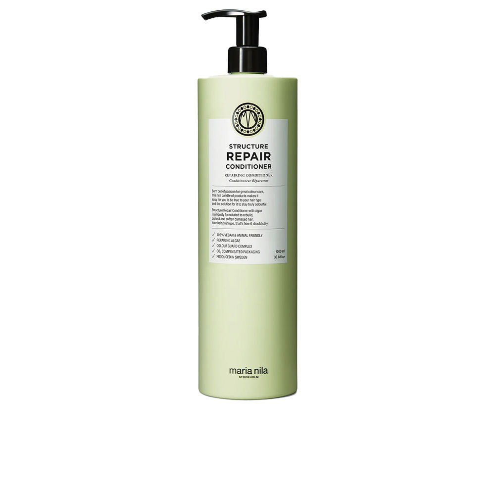 Tall 1000 ml tube of conditioner, pale cream texture, repair-focused formula
