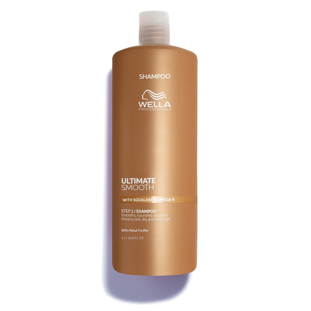 1,000 ml bottle of Ultimate Smooth Squalane Shampoo for Unisex hair, anti-frizz