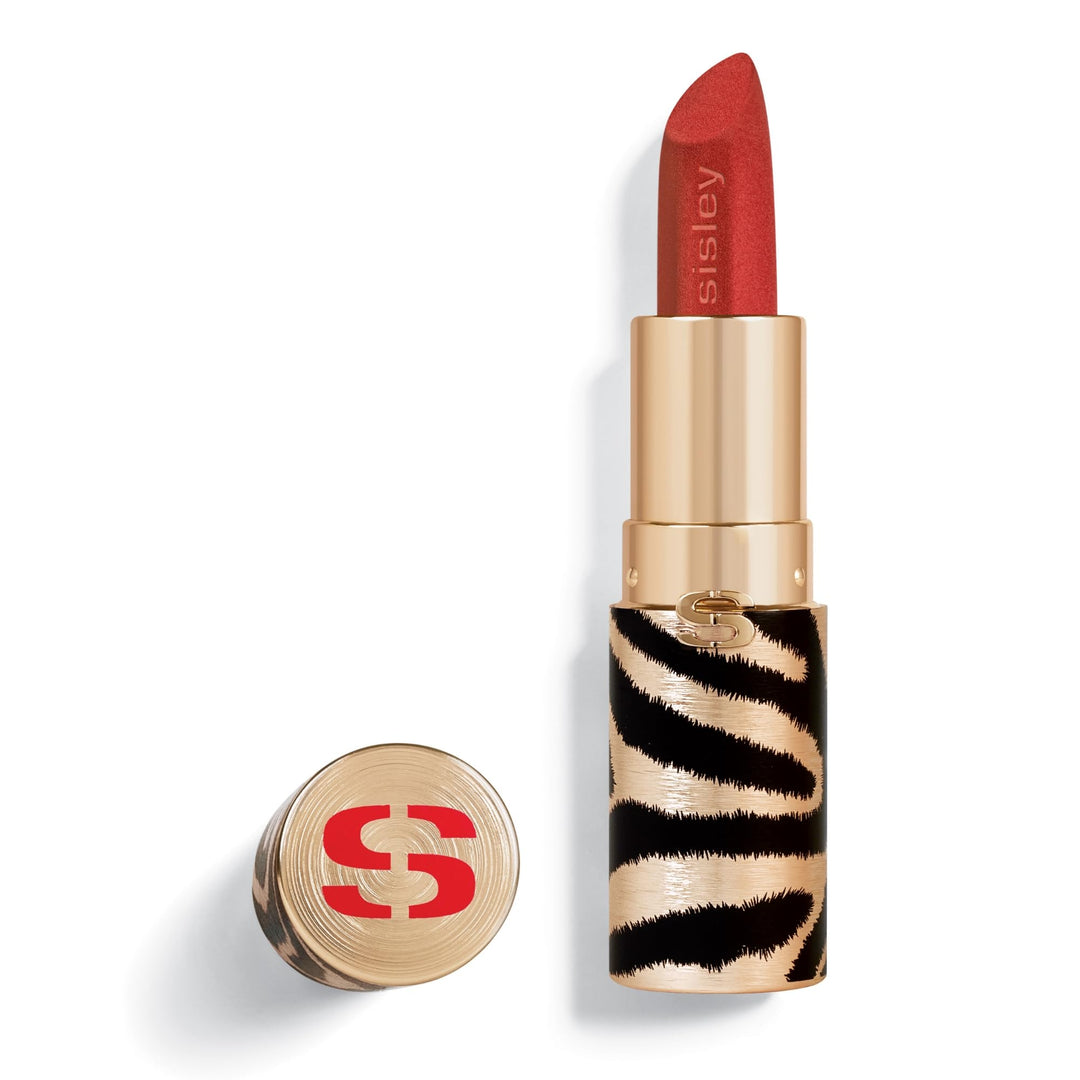 Faceted velvet matte lipstick in gold refillable case, shade 43 Rouge Ar, 3.4 g