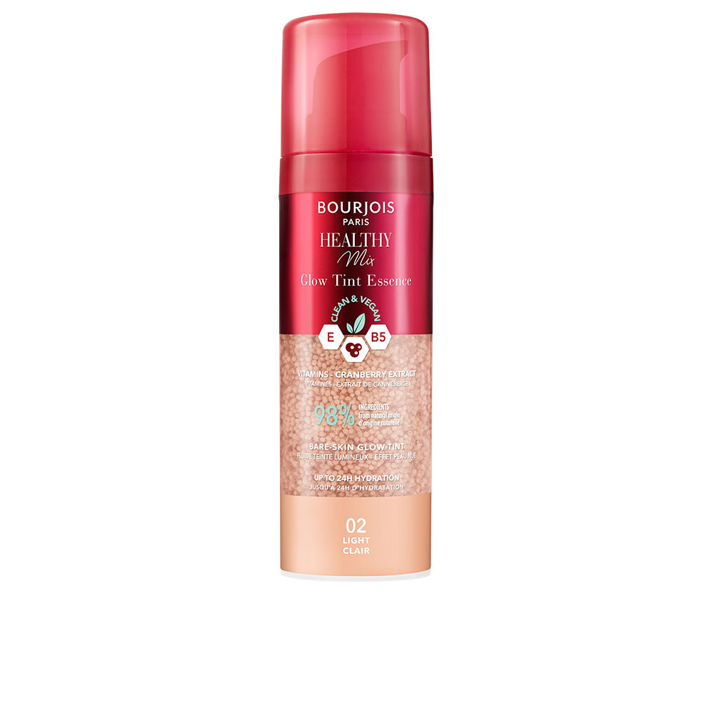Bottle of Bourjois Healthy Mix Glow Tint Essence for dewy, hydrated skin