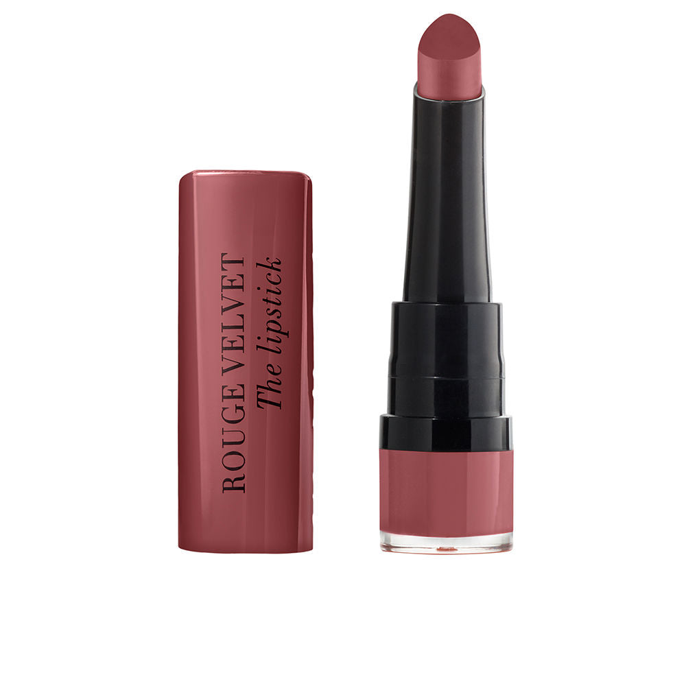 Matte deep rose-brown lipstick bullet, teardrop tip, 2.4 g tube