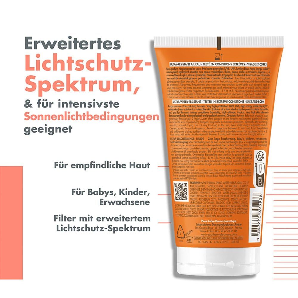 Tube of Avène Intense Protect SPF 50+ baby sunscreen, gentle high‑protection formula