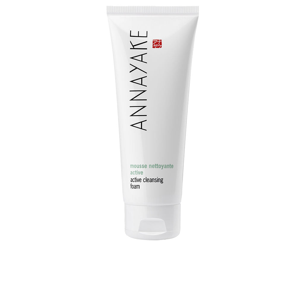 Tube of Annayake Active Cleansing Foam with light foam on hand