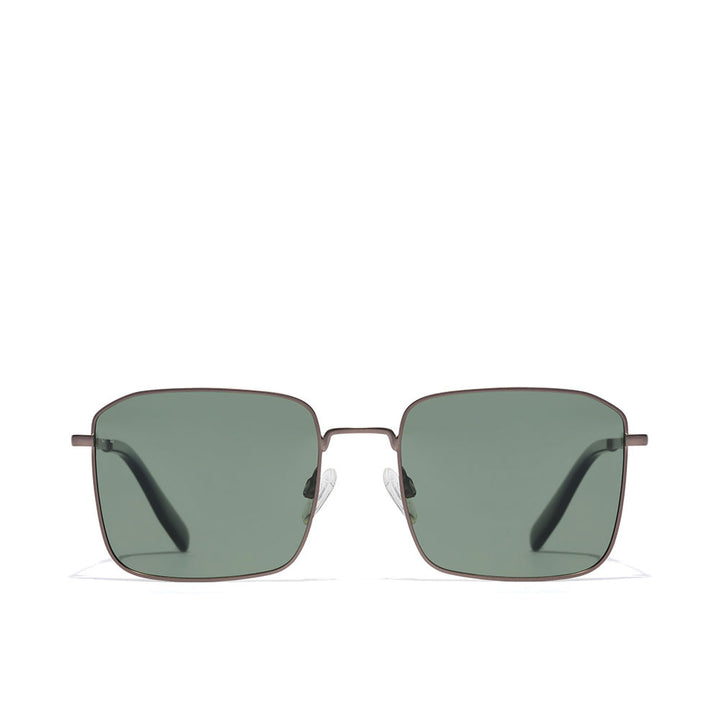 Hawkers green-lensed, brown metal square sunglasses with nose pads, minimalist modern silhouette