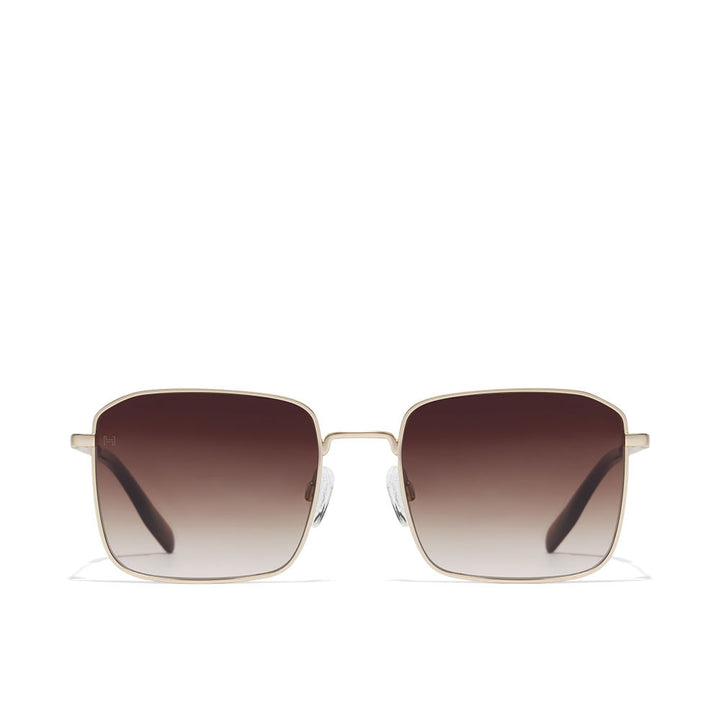 Unisex square metal sunglasses in light gold with slim temples, 47 mm lenses