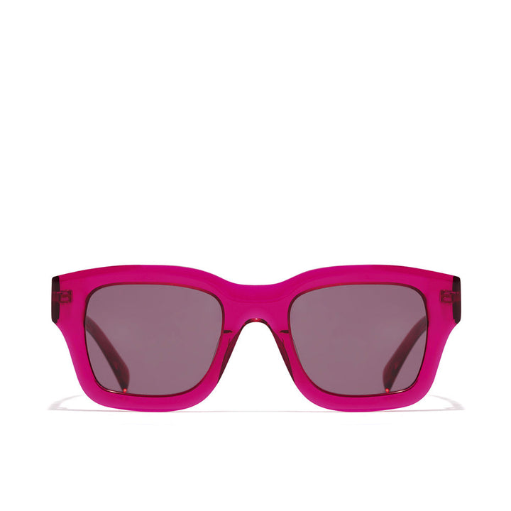 Hawkers Pink transparent plastic square sunglasses with thick frame, rectangular lenses and dark tinted lenses