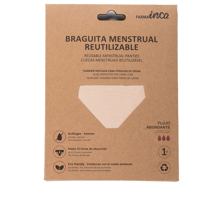 Nude lace menstrual brief in XL, heavy‑flow reusable underwear