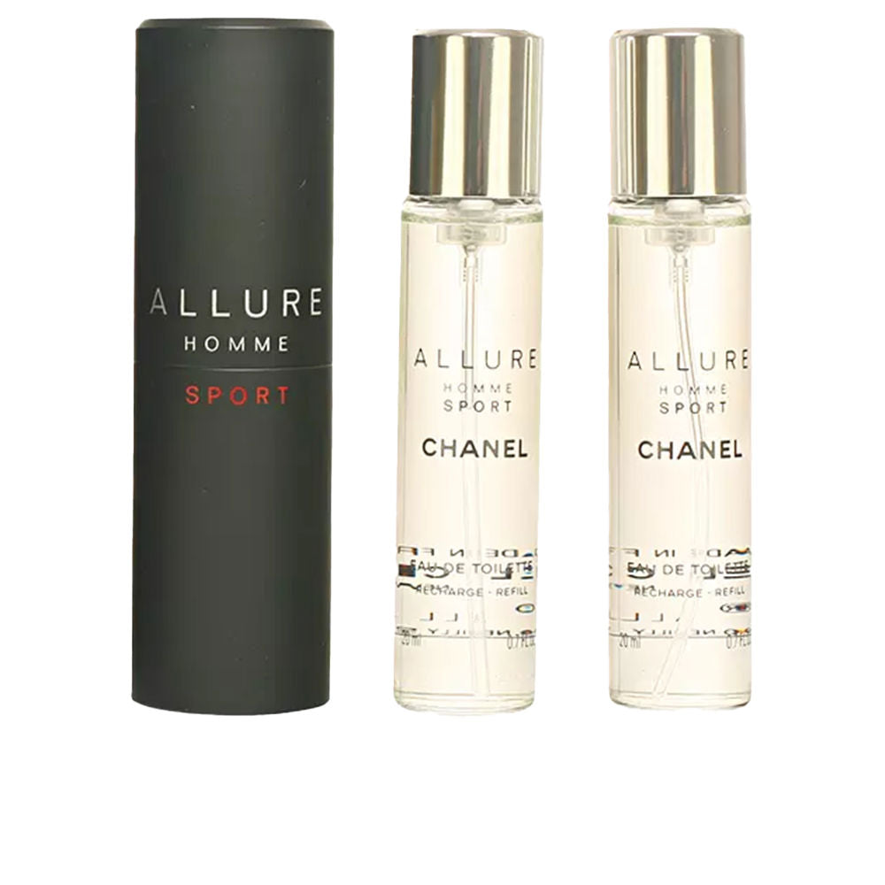 Refillable travel perfume kit with atomiser and three 20 ml perfume cartridges