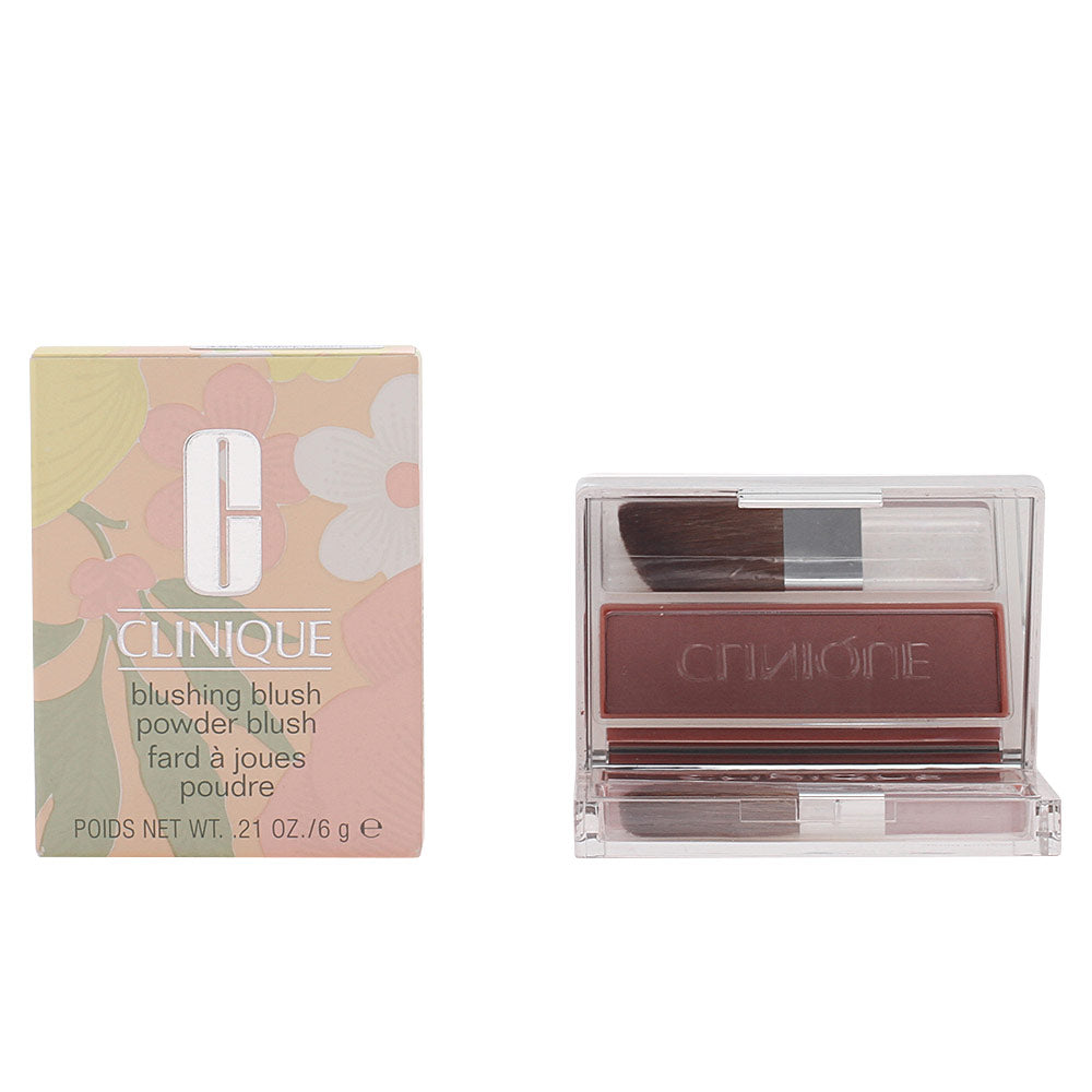 Compact pressed blush with angled brush, warm pink shade, 6 g