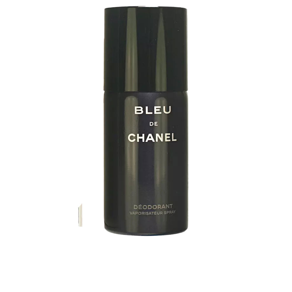 Chanel BLEU deodorant spray bottle with woody-aromatic fragrance, elegant spray format